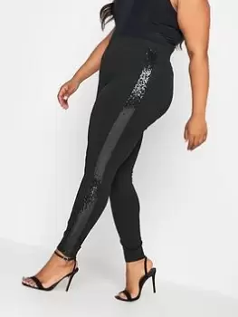 Image of Yours Ponte Sequin Stripe Legging, Black, Size 24, Women