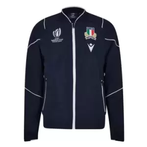 Image of Macron Italy Rugby Jacket 2023 2024 Adults - Blue