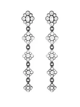 Image of Mood Hematite Crystal Flower Linear Statement Drop Earrings