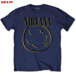 Image of Nirvana - Inverse Smiley Kids 7 - 8 Years T-Shirt - Blue