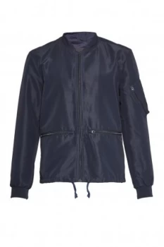 Image of Mens French Connection Patiala Perforated Bomber Jacket Blue