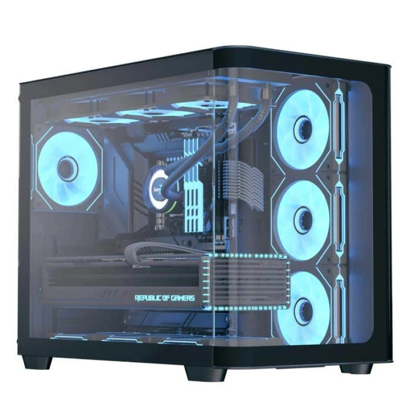 Image of Aerocool P500C Mid Tower Curved Tempered Glass Gaming PC Case - Black - ACCM-PN01043.11