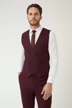 Image of Skinny Fit Burgundy Waistcoat