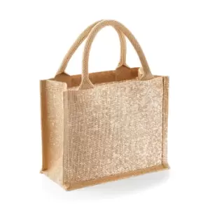 Image of Westford Mill Shimmer Jute Mini Gift Bag (One Size) (Natural Gold)