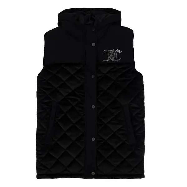 Image of JUICY COUTURE Juicy Quilt Gilet Vest - Black 14 - 15 Years