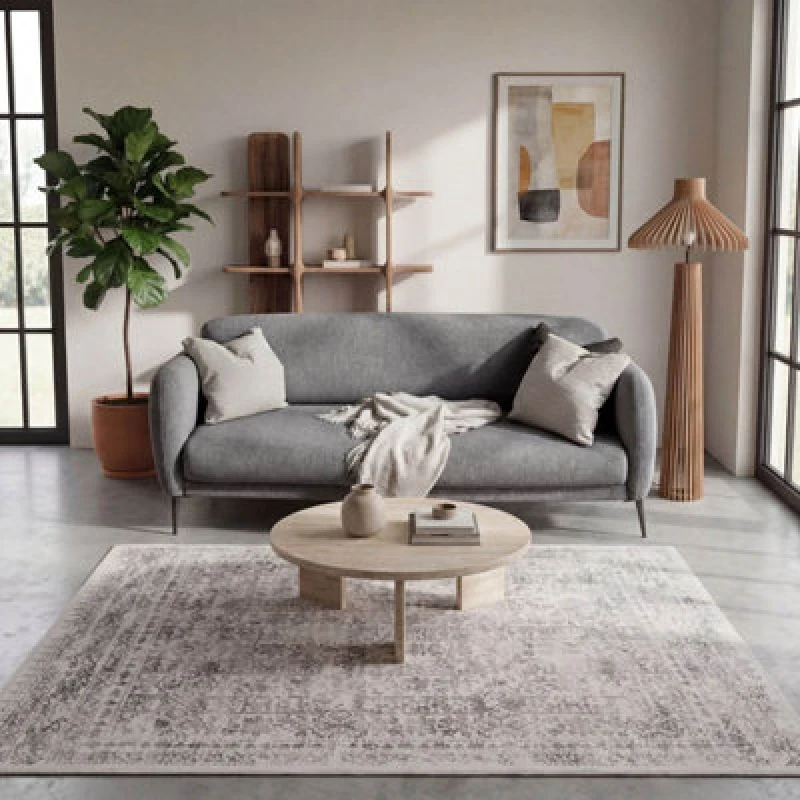 Image of The Rugs Montana Cream Grey Oriental Area Rug And Runner Soft Durable Pet Friendly Easy To Clean Living Room Bedroom 3716Cg