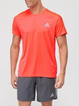 Image of adidas Own The Run T-Shirt - Red, Size S, Men
