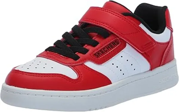 Image of Skechers Boys Quick Street Leather Upper Trainers UK Size 1.5 (EU 34) Red/White SKE2292-RDW-1.5