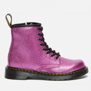 Image of Dr. Martens Kids 1460 Patent Lamper Lace Up Boots - Pink Reptile Emboss - UK 12 Kids