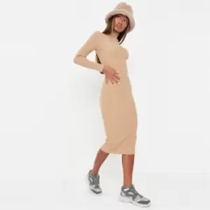 Image of Missguided Petite Recycled high neck dress - Neutral