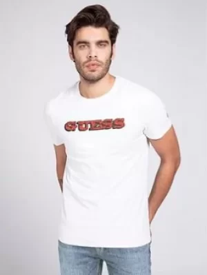Image of Guess Jeans Block Logo T Shirt, White Size M Men