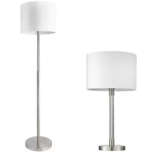 Image of Standing Floor & Table Lamp Set Modern Satin Chrome Touch Dimmer LED Stem Light