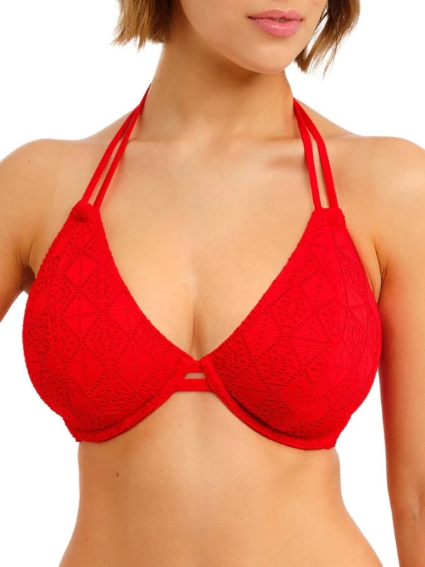 Image of Freya Womens Nomad Nights Halterneck Bikini Top in Red Size: 32DD Red Female 32DD
