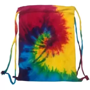Image of Colortone Tie Dye Sports Drawstring Tote Bag (One Size) (Reactive Rainbow) - Reactive Rainbow