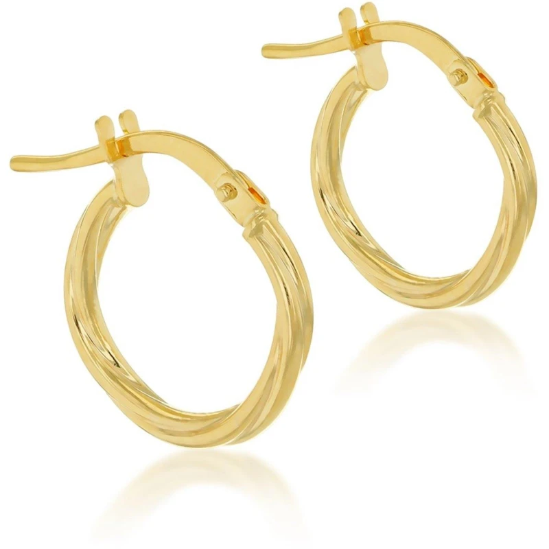 Image of Be You 9ct Gold Polished Twisted Hoop Earrings Yellow Gold female One Size