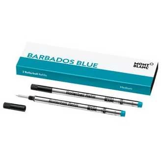 Image of Mont Blanc - 2 Rollerball Refills (m) Barbados Blue - Rollerball Refill - Blue