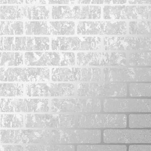 Image of Graham & Brown Superfresco Milan Brick Wallpaper - Silver