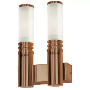 Image of Linea Verdace Inox 2 Light Outdoor Modern Wall Light Brown IP44