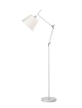 Image of Karis Adjustable Floor Lamp 1 Light E27 Silver, Polished Chrome c, w Cream Pearl Shade