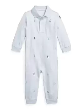 Image of Ralph Lauren Baby Boys All Over Pony Romper - Blue Size 9 Months