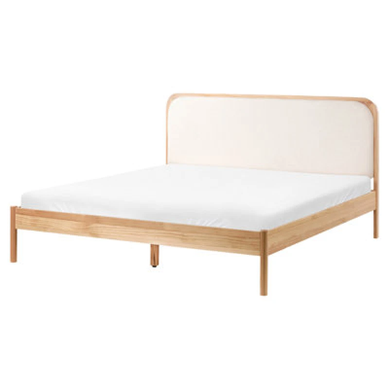 Image of Beliani Bed Pine Wood Dosches 160 X 200 Cm (Eu King Size) Light Brown