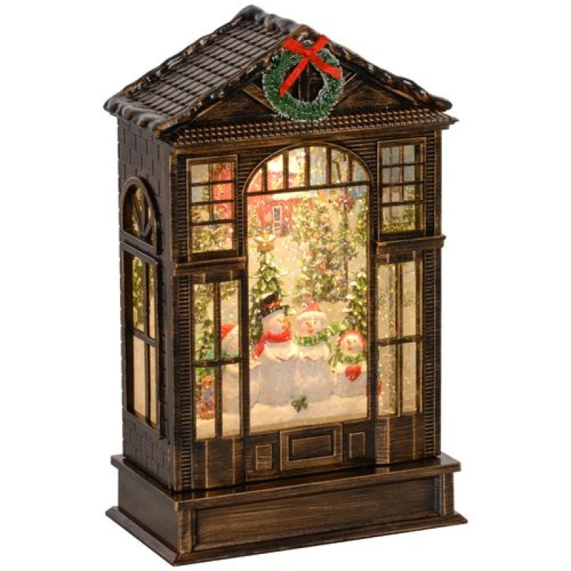Image of HOMCOM HOMCOM Christmas Snow Globe Lantern with Lights for Holiday, Bronze Tone Bronze One Size Unisex 5061025036202