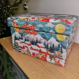 Image of H20 x 35 x 23cm Flat Pack Christmas Eve Box with Padded Lid and Snow Scene Design