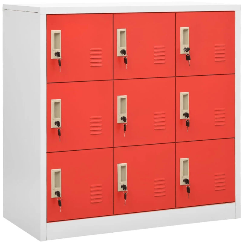 Image of VIDAXL Vidaxl - Locker Cabinet Light Grey and Red 90x45x92.5cm Steel 8720286566510
