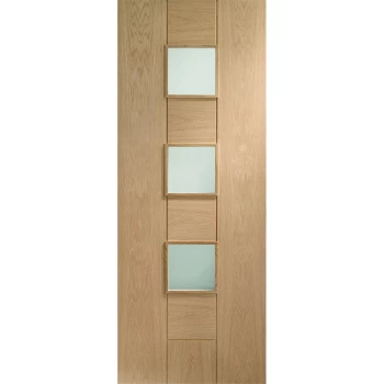 Image of XL Joinery Messina Unfinished Oak Obscure Glazed Internal Flush Door - 1981mm x 762mm (78 inch x 30 inch)