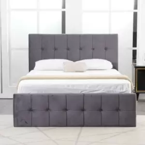 Image of Ottoman Storage Bed Velvet Gas Side Lift Bed Tufted Headboard Grey Milano Kosy Koala 3ft 4ft 4ft6 - 3FT single
