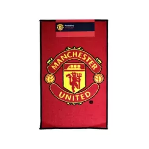 Image of Manchester United Printed Crest Rug (50 x 80cm) (Red) - Red