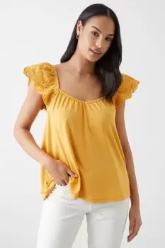 Image of Broderie Frill Sleeve Top