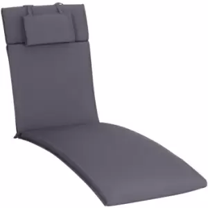 Image of Outsunny - Garden Sun Lounger Cushion Replacement Thick Sunbed Reclining Chair Relaxer Pad with Pillow - Grey