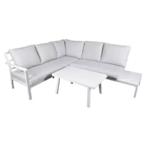 Image of Dellonda Kyoto White 3 Piece Outdoor Garden Corner Sofa & Coffee Table Set