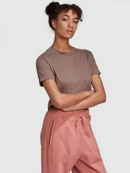 Image of adidas Originals New Neutral Crop T-Shirt - Brown, Size 6, Women