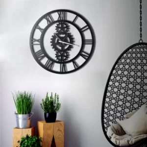 Image of Gear Black Decorative Metal Wall Clock