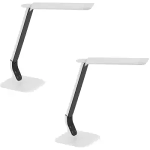 Image of 2 PACK Table Desk Lamp White Steel Black Plastic Touch On/Off LED 6W Included