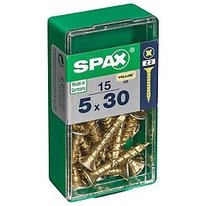 Image of Spax PZ Countersunk Zinc Yellow Screws - 5 x 30mm Pack of 15