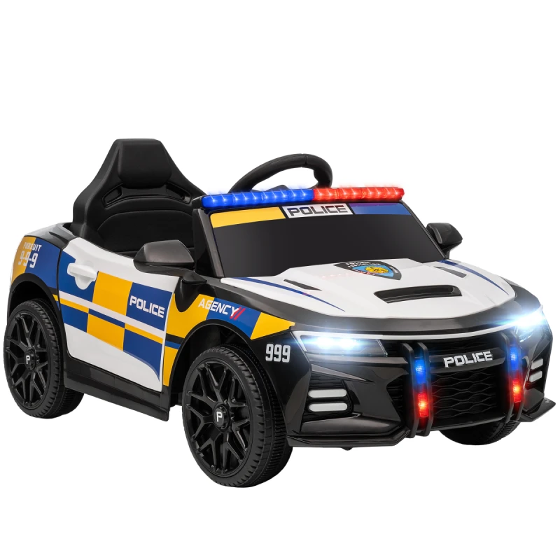 Image of AIYAPLAY Kids Electric Ride pm Police Car with Remote Control, Multicoloured 370-402V70MX