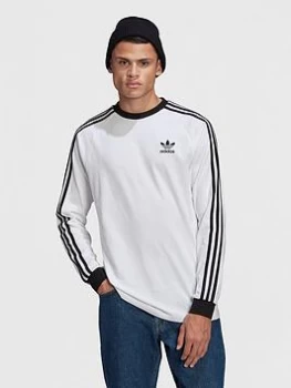 Image of adidas Originals 3-Stripe Long Sleeve T-Shirt - White, Size S, Men