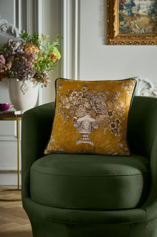 Image of Laurence Llewelyn-Bowen Tuscan Holiday Touch 43cm x 43cm Filled Cushion Ochre