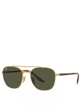 Image of Ray-Ban Ray-ban Arista Square Frame Green Lens Sunglasses, Brown, Men