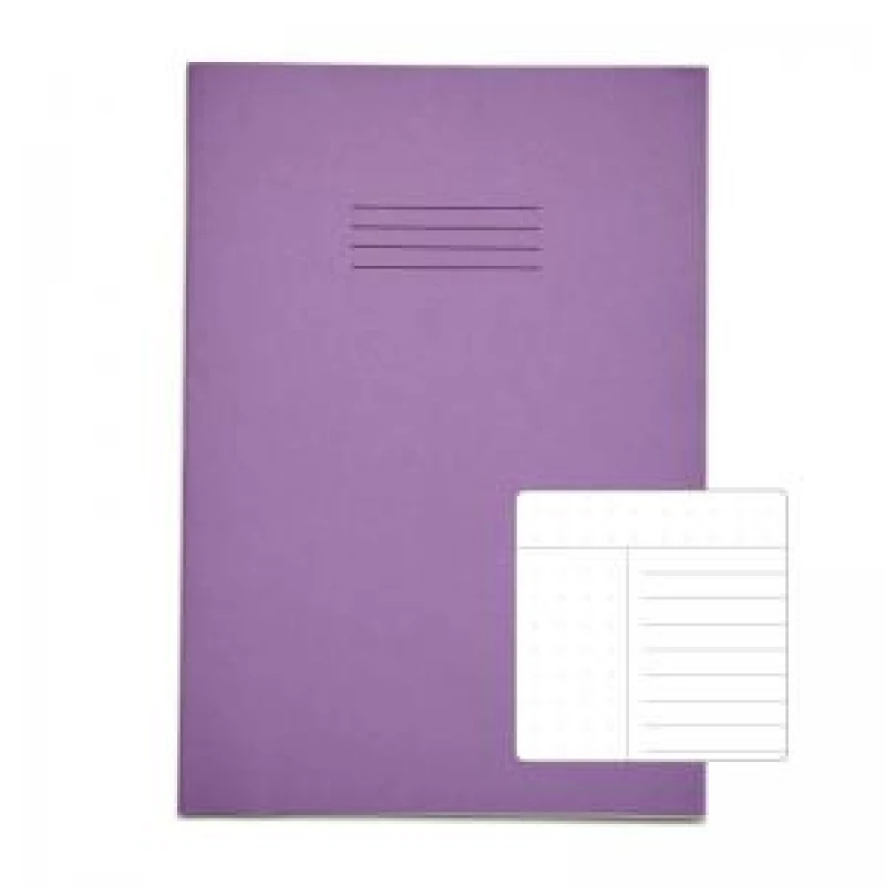 Image of RHINO A4 Cornell Exercise Book 80 Page Purple 8mm Ruled (Pack of 50)