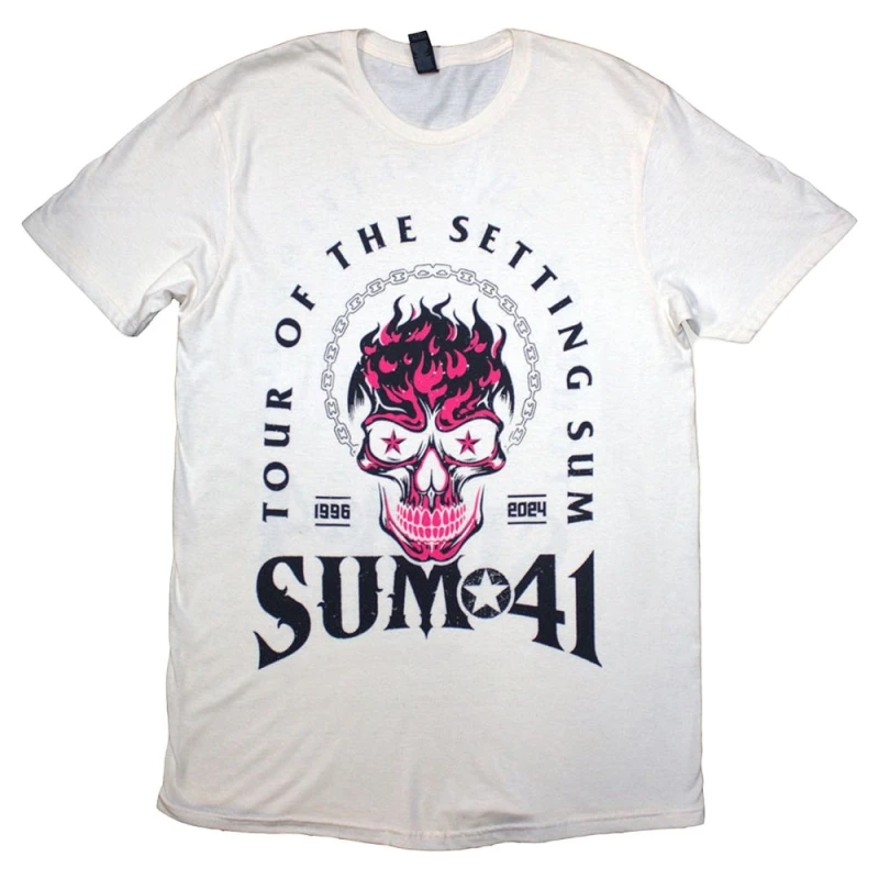 Image of Sum 41 Mens Tour '24 Skull Back Print T-Shirt in Natural Size: Large Natural Male L