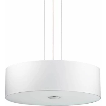 Image of Ideal Lux Lighting - Ideal Lux Woody - 5 Light Large Round Ceiling Pendant White, E27