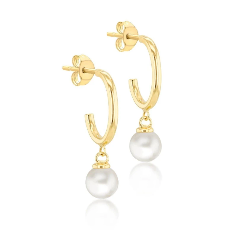 Image of Be You 9ct Gold Pearl Drop stud Earring Yellow Gold female One Size