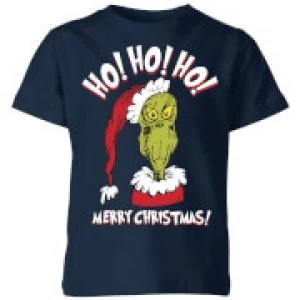Image of The Grinch Ho Ho Ho Kids Christmas T-Shirt - Navy - 5-6 Years - Navy