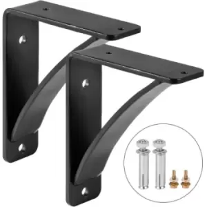 Image of VEVOR Heavy Duty Shelf Brackets 2 Pack, Floating Shelf Bracket 7x6x2", 450 lbs Load Garage Workshop Home, Steel Shelf Brackets Hand Welded Triangle Sh