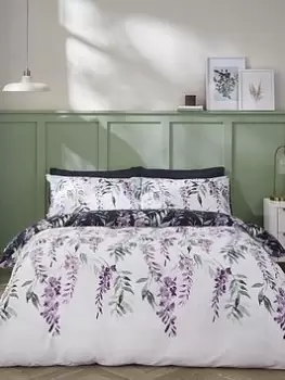 Image of Catherine Lansfield Wisteria Duvet Set White - Ks