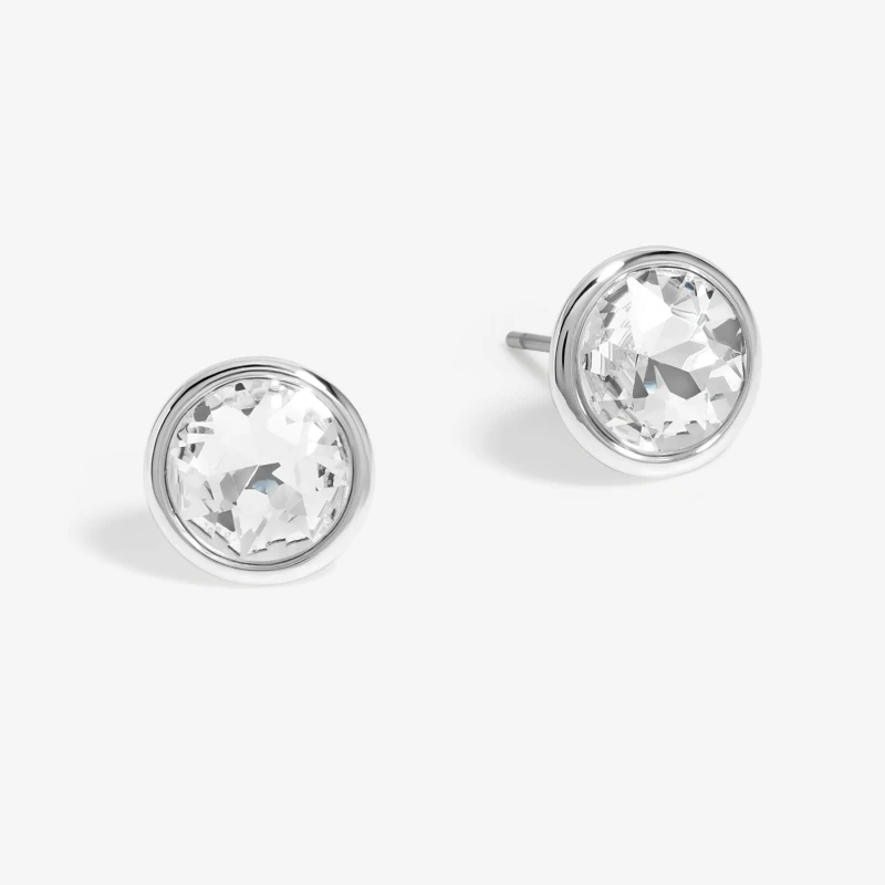 Image of Jon Richard Silver Plated And Crystal Stud Earrings Silver